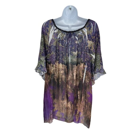 Lane Bryant Short Sleeve Square Neck Lace Detail Blouse Size 22/24 - Picture 2 of 7